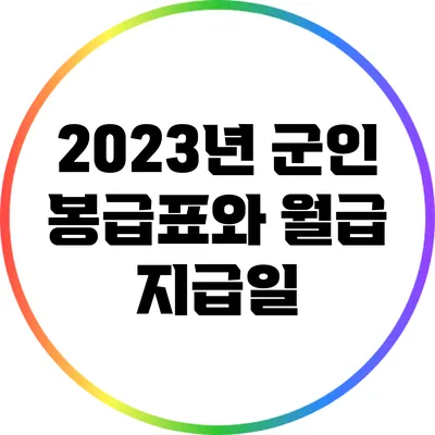 2023년 군인 봉급표와 월급 지급일