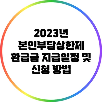 2023년 본인부담상한제 환급금 지급일정 및 신청 방법