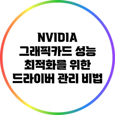 NVIDIA 그래픽카드 성능 최적화를 위한 드라이버 관리 비법