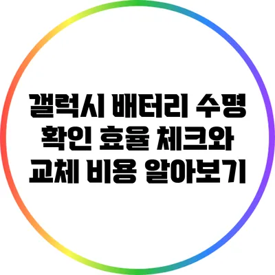 갤럭시 배터리 수명 확인: 효율 체크와 교체 비용 알아보기