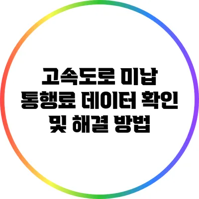 고속도로 미납 통행료 데이터 확인 및 해결 방법