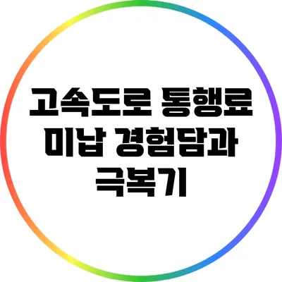 고속도로 통행료 미납 경험담과 극복기