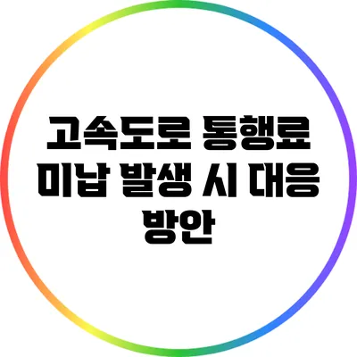 고속도로 통행료 미납 발생 시 대응 방안
