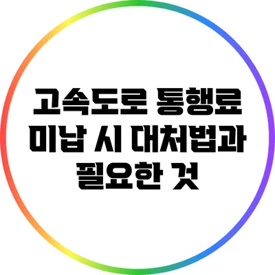 고속도로 통행료 미납 시 대처법과 필요한 것