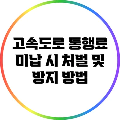 고속도로 통행료 미납 시 처벌 및 방지 방법
