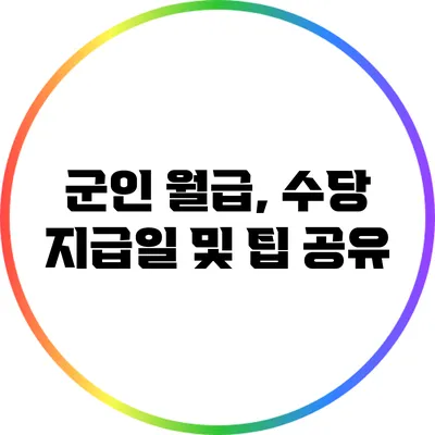 군인 월급, 수당 지급일 및 팁 공유