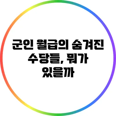 군인 월급의 숨겨진 수당들, 뭐가 있을까?