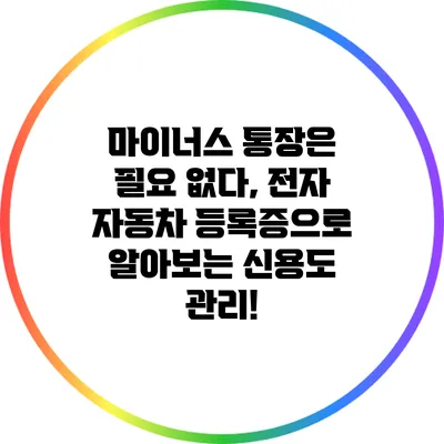 마이너스 통장은 필요 없다, 전자 자동차 등록증으로 알아보는 신용도 관리!