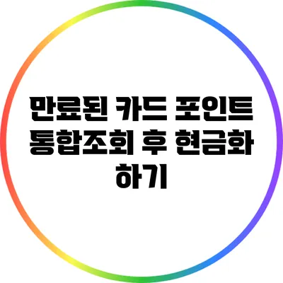 만료된 카드 포인트 통합조회 후 현금화 하기