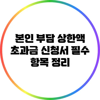 본인 부담 상한액 초과금 신청서 필수 항목 정리