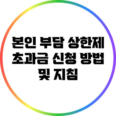 본인 부담 상한제 초과금 신청 방법 및 지침