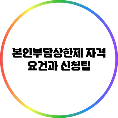 본인부담상한제: 자격 요건과 신청팁