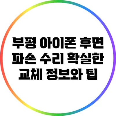 부평 아이폰 후면 파손 수리: 확실한 교체 정보와 팁