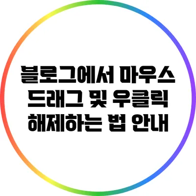 블로그에서 마우스 드래그 및 우클릭 해제하는 법 안내