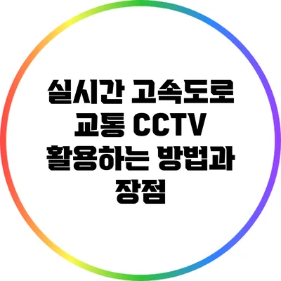 실시간 고속도로 교통 CCTV 활용하는 방법과 장점