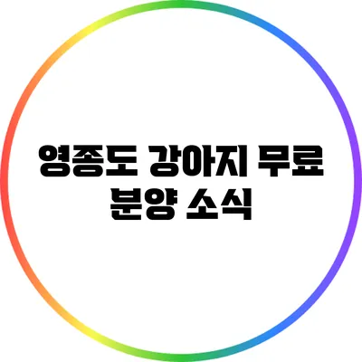 영종도 강아지 무료 분양 소식