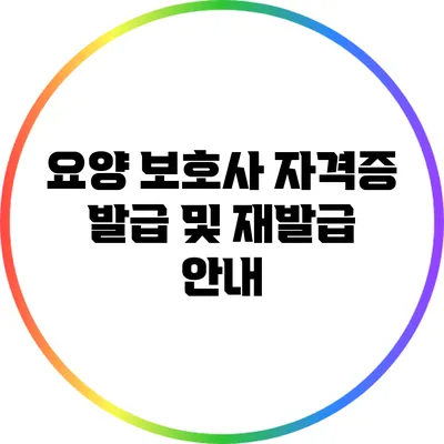 요양 보호사 자격증 발급 및 재발급 안내