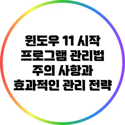 윈도우 11 시작 프로그램 관리법: 주의 사항과 효과적인 관리 전략