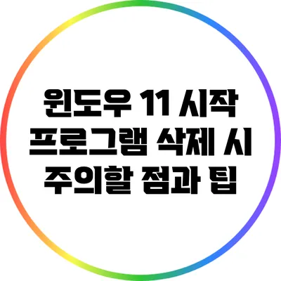 윈도우 11 시작 프로그램 삭제 시 주의할 점과 팁