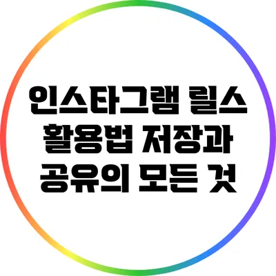 인스타그램 릴스 활용법: 저장과 공유의 모든 것