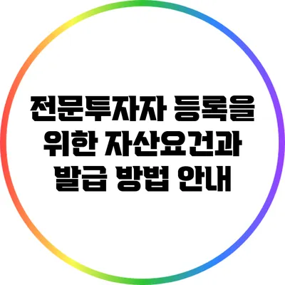 전문투자자 등록을 위한 자산요건과 발급 방법 안내