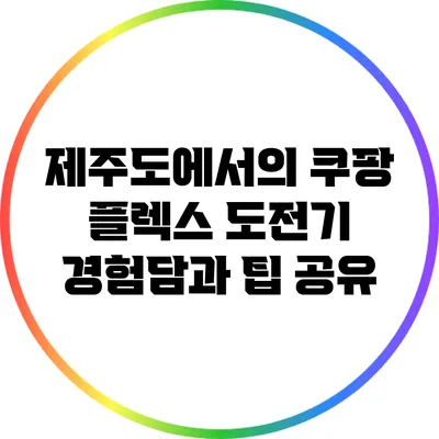 제주도에서의 쿠팡 플렉스 도전기: 경험담과 팁 공유