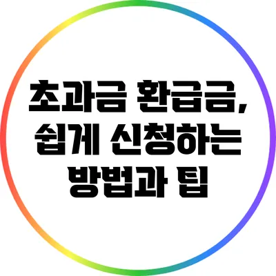 초과금 환급금, 쉽게 신청하는 방법과 팁