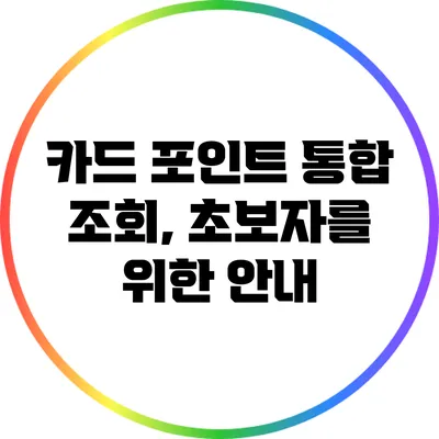 카드 포인트 통합 조회, 초보자를 위한 안내
