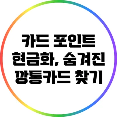 카드 포인트 현금화, 숨겨진 깡통카드 찾기