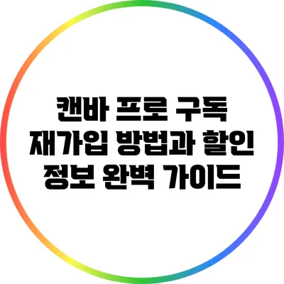 캔바 프로 구독 재가입 방법과 할인 정보 완벽 가이드