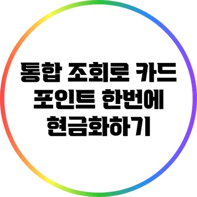 통합 조회로 카드 포인트 한번에 현금화하기