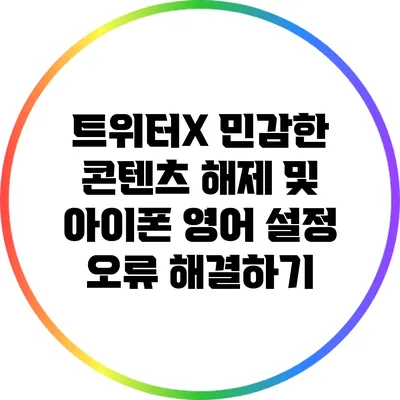 트위터X 민감한 콘텐츠 해제 및 아이폰 영어 설정 오류 해결하기