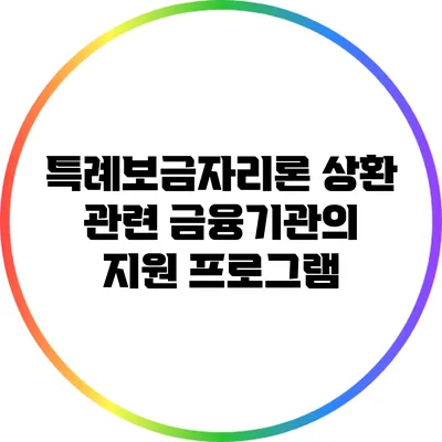 특례보금자리론 상환 관련 금융기관의 지원 프로그램
