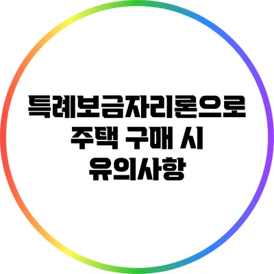 특례보금자리론으로 주택 구매 시 유의사항