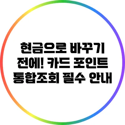 현금으로 바꾸기 전에! 카드 포인트 통합조회 필수 안내