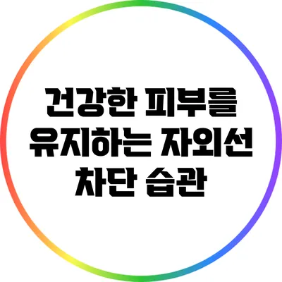 건강한 피부를 유지하는 자외선 차단 습관