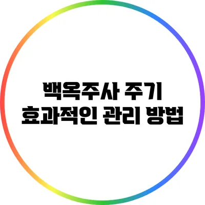 백옥주사 주기: 효과적인 관리 방법