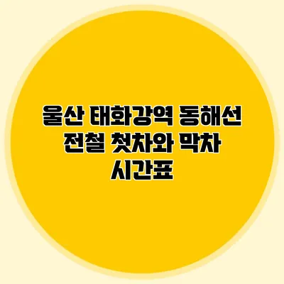 울산 태화강역 동해선 전철 첫차와 막차 시간표
