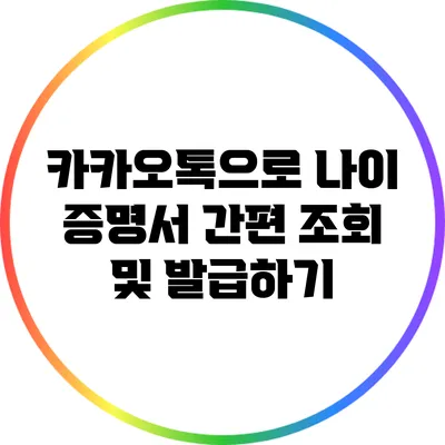 카카오톡으로 나이 증명서 간편 조회 및 발급하기