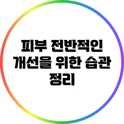 피부 전반적인 개선을 위한 습관 정리