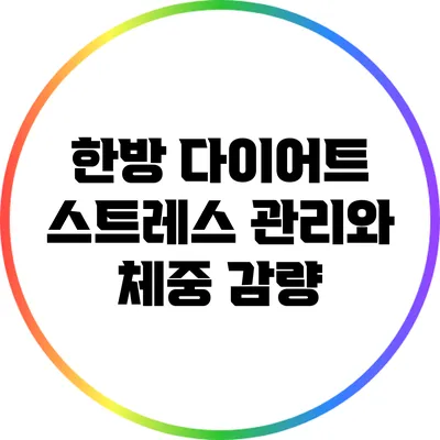 한방 다이어트: 스트레스 관리와 체중 감량