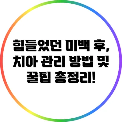 힘들었던 미백 후, 치아 관리 방법 및 꿀팁 총정리!