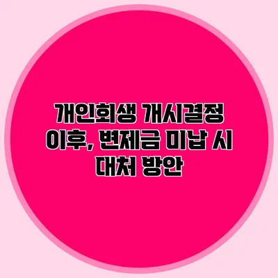 개인회생 개시결정 이후, 변제금 미납 시 대처 방안