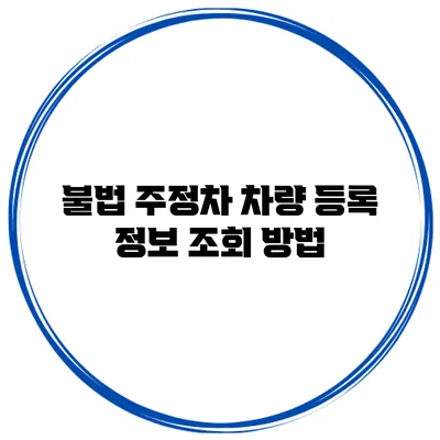 불법 주정차 차량 등록 정보 조회 방법