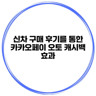 신차 구매 후기를 통한 카카오페이 오토 캐시백 효과
