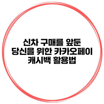신차 구매를 앞둔 당신을 위한 카카오페이 캐시백 활용법
