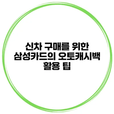 신차 구매를 위한 삼성카드의 오토캐시백 활용 팁