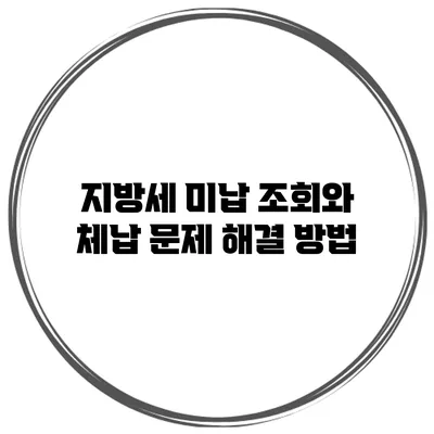 지방세 미납 조회와 체납 문제 해결 방법