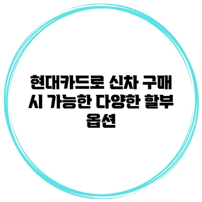 현대카드로 신차 구매 시 가능한 다양한 할부 옵션