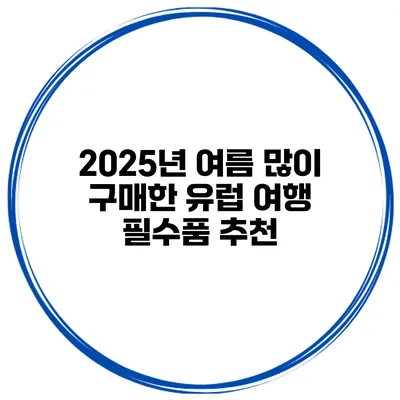 2025년 여름 많이 구매한 유럽 여행 필수품 추천